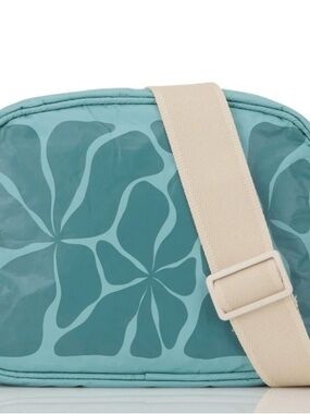 ALOHA Collection Teal Floral Crossbody with Cream Strap